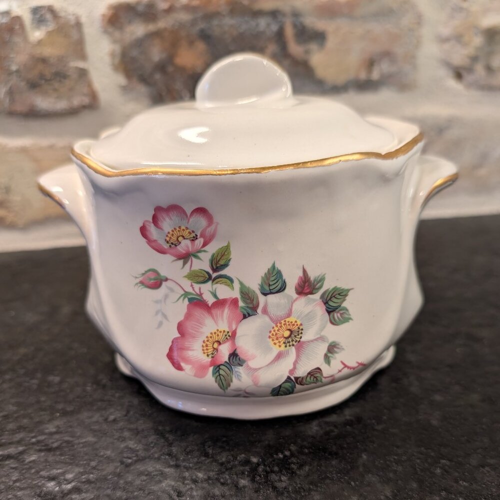 House Of Webster Briar Rose Vintage Ceramic Tea Cannister With Lid Floral Design